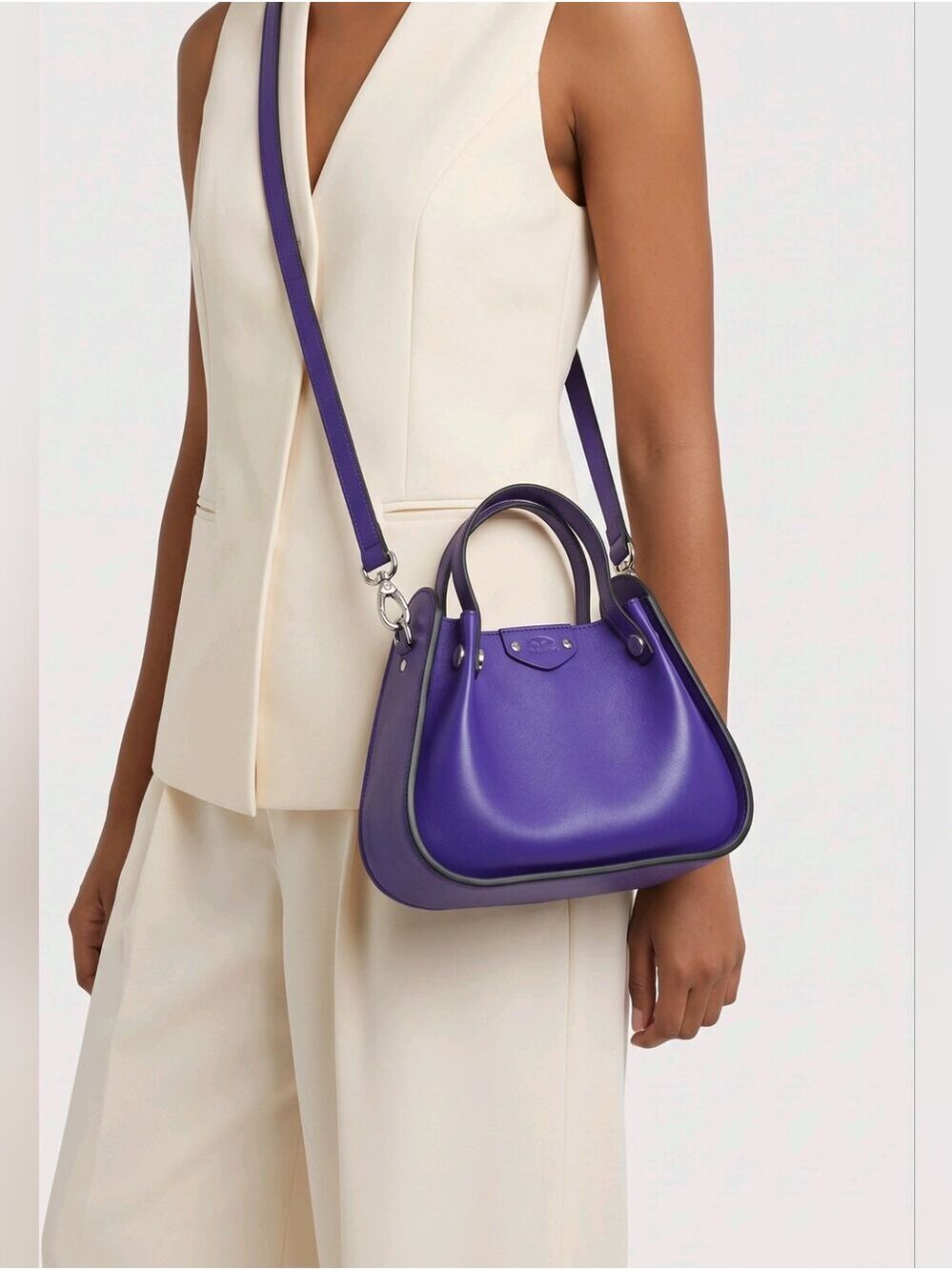 Danier Purple Leather Top-Handle Crossbody Bag